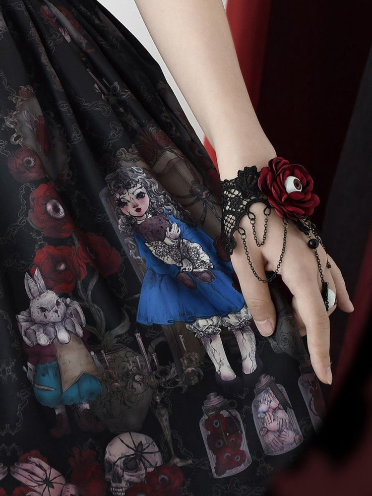 Schwarz-rotes Armband mit Augapfelring