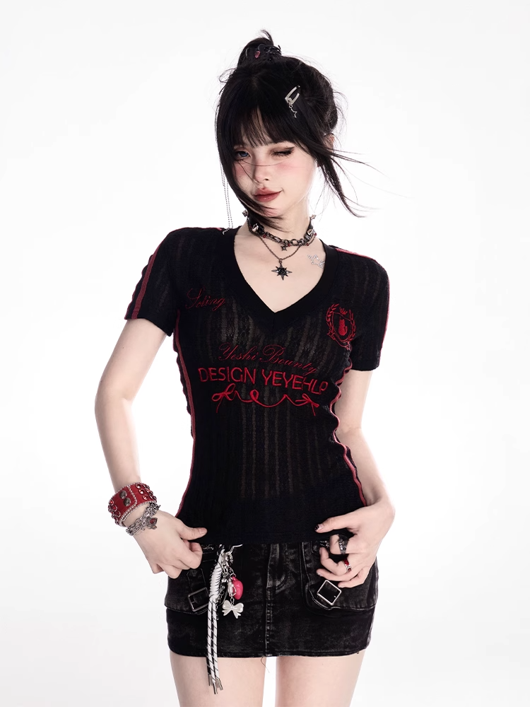 Waist Faded Wash Distressed Design Denim Skirt Bodycon Black Low Mini