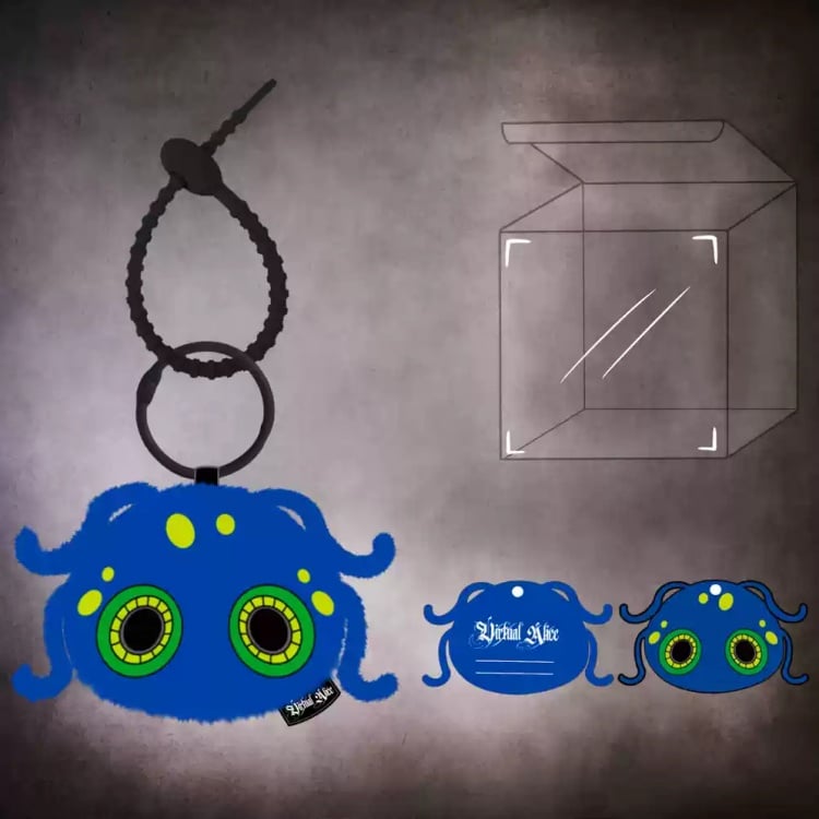 Sapphire Blue Octopus Gothic Plush Key Chain Charm