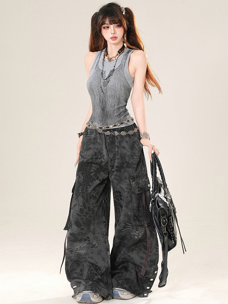 Glamorous Sleeveless White/Gray Top