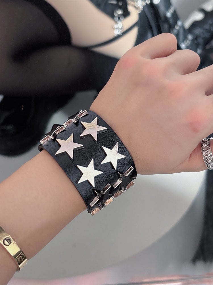 Details Rock Star Black/Red/Pink Bracelet Punk