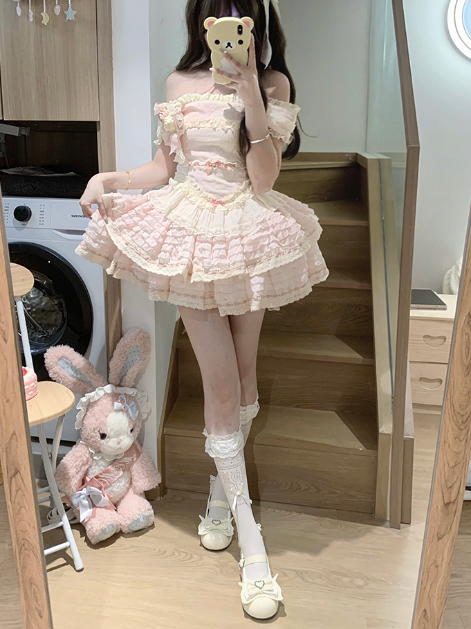 Süße Lolita-Mary-Janes in Milchweiß mit Schleife und Herzschnalle