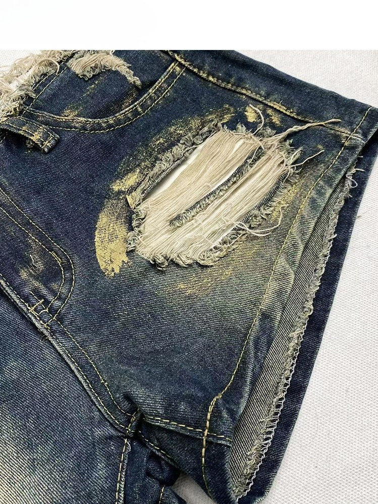 and Shorts Raw Cuffs Distressed Details Glamorous Y2K Frayed Blue