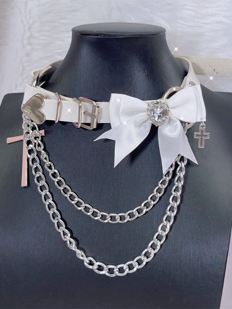 Jirai Kei-Halsband im Kreuz-Schleifen-Design