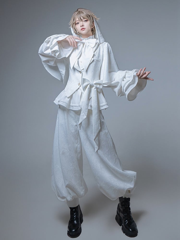 Prince Lolita Oversized Jacket White Ouji Ears Hood with Bunny