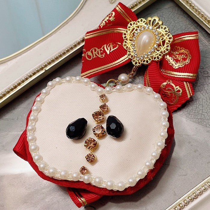 Und verzierte Schleife Apfel Brosche Perlen rot/grün Strass Charme