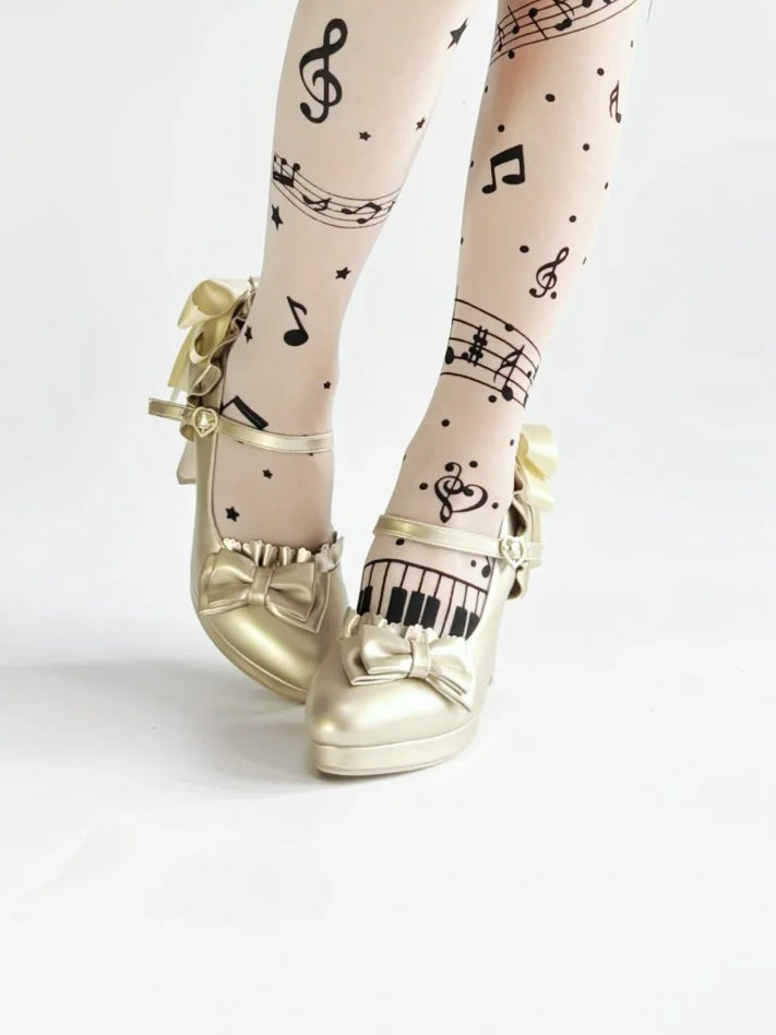 - PU Bow Top High at Hime Golden Heels Lolita