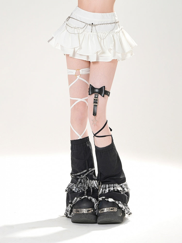 Black/White Layered Blokette Core Double Mini Skirt