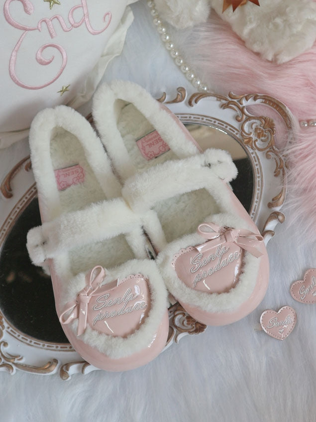 Top Heart Pink Sweet Cozy Fleece Lining at Lolita Flats