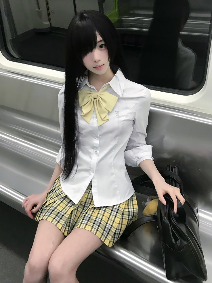 Uniform Preppy Weißes Hemd Stil JK