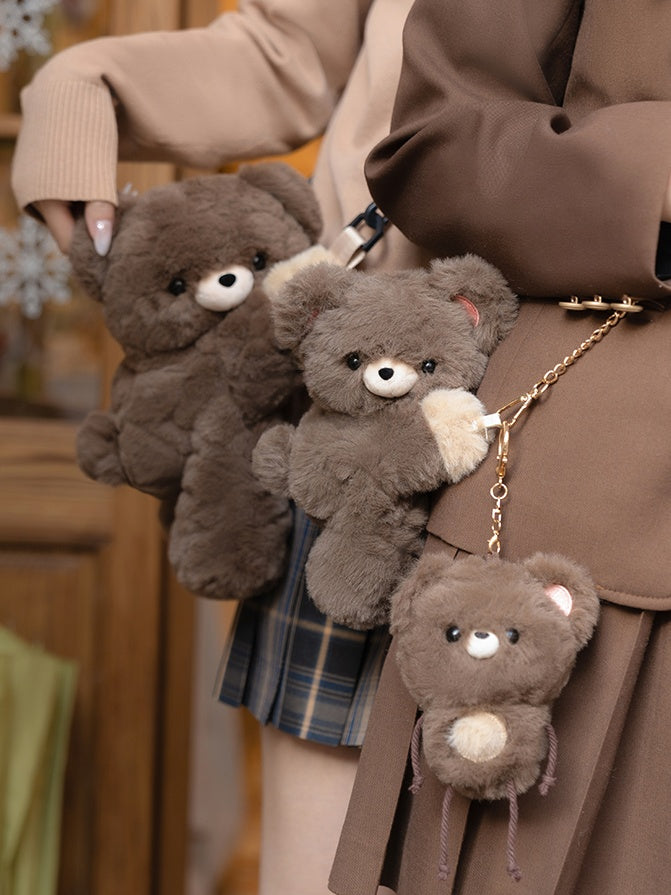 Dark Brown Cute Ant Bear Plushie Key Chain