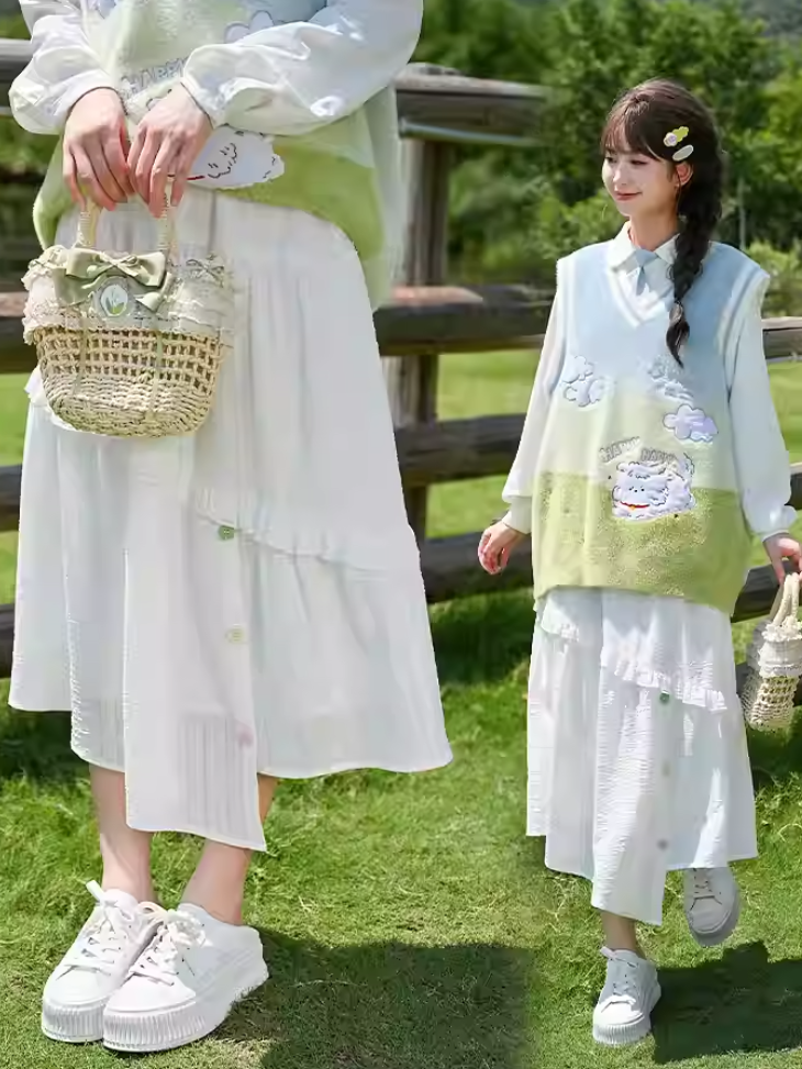 White Asymmetrical Hem Skirt