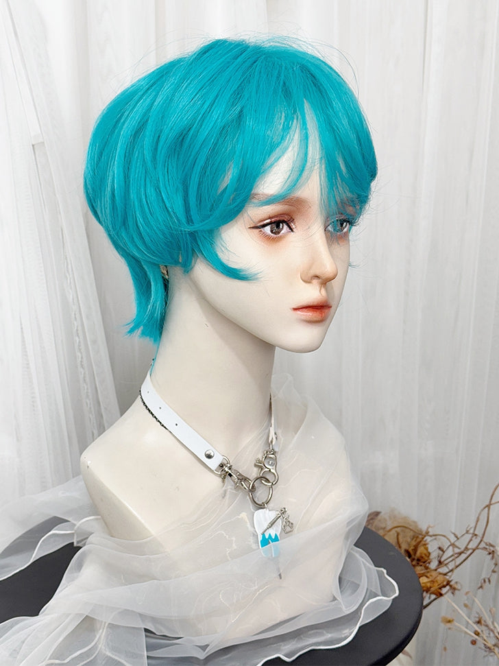 Perücke im blauen Stil mit Ouji-Glattpony, 35 cm Länge