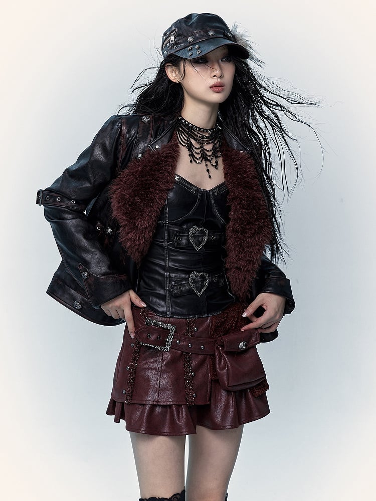 Black Bustier Top with Heart-Shaped Buckle