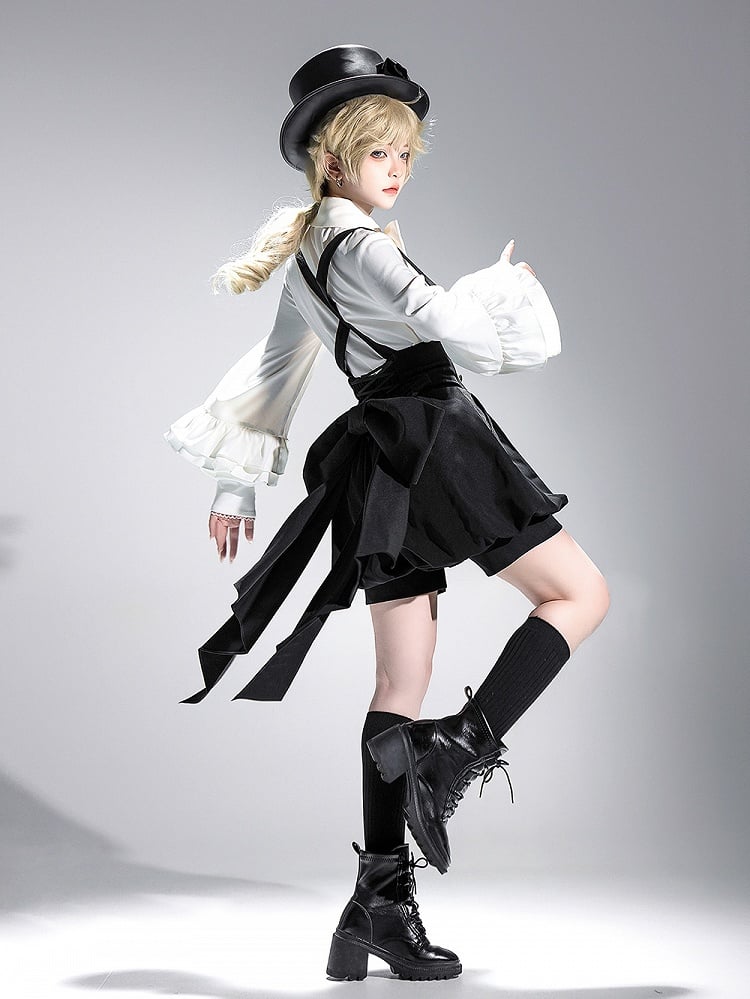 Shorts Waist Overall Big Lolita Train High Bow Black Ouji with