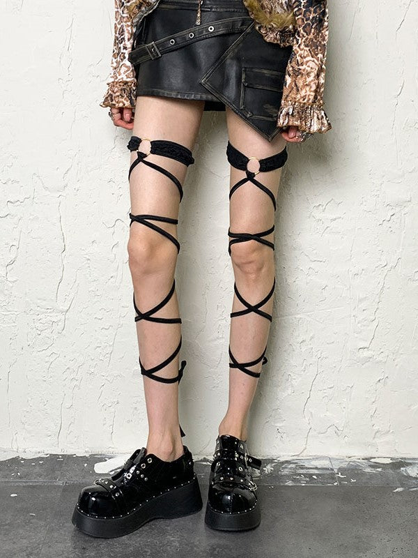 Y2K Black Self-tie Straps Leg