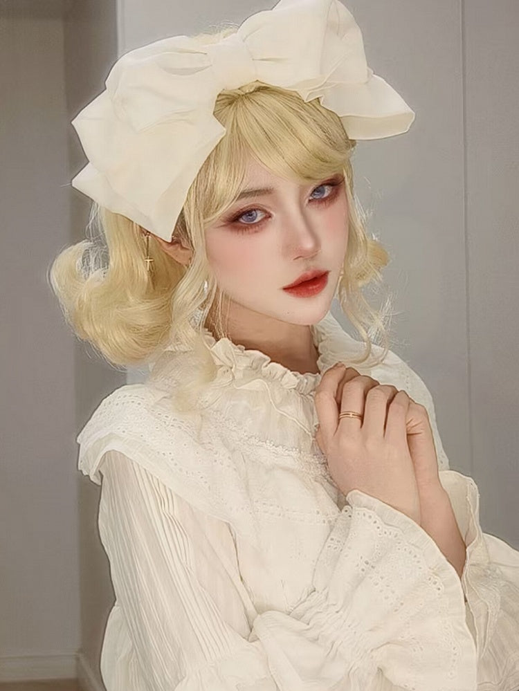 Length Wavy Wig Blonde With Bangs 25-28CM