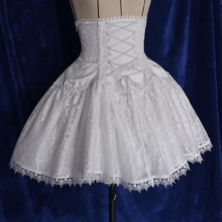 Waist High Short Version Lolita Gothic Skirt White Under Super Bust