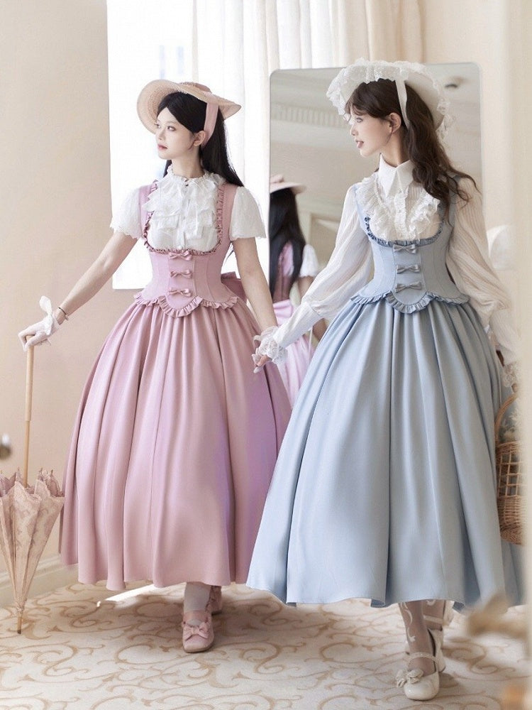 Classic Jumper Ruffle Bust Lolita Dress Under Trimming Skirt Edge Scalloped Elegant Blue