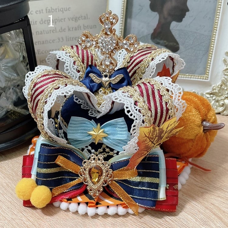2 Mini-Hut und Blattdetails Optionen Bowknot Kürbis dekoriert Halloween