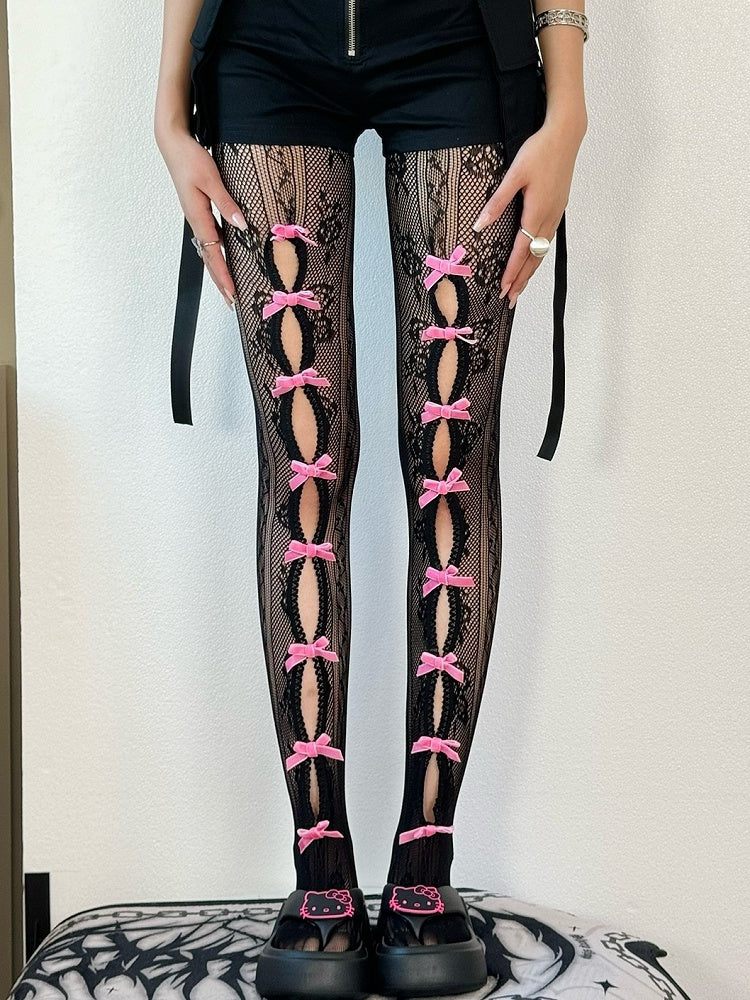 Design Y2K Options Tights Color Cut-out Bowknot 4 Details