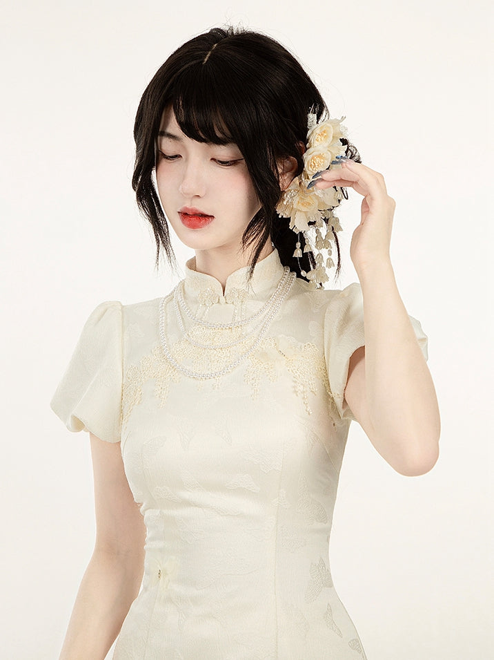 Beaded Necklace White Layered