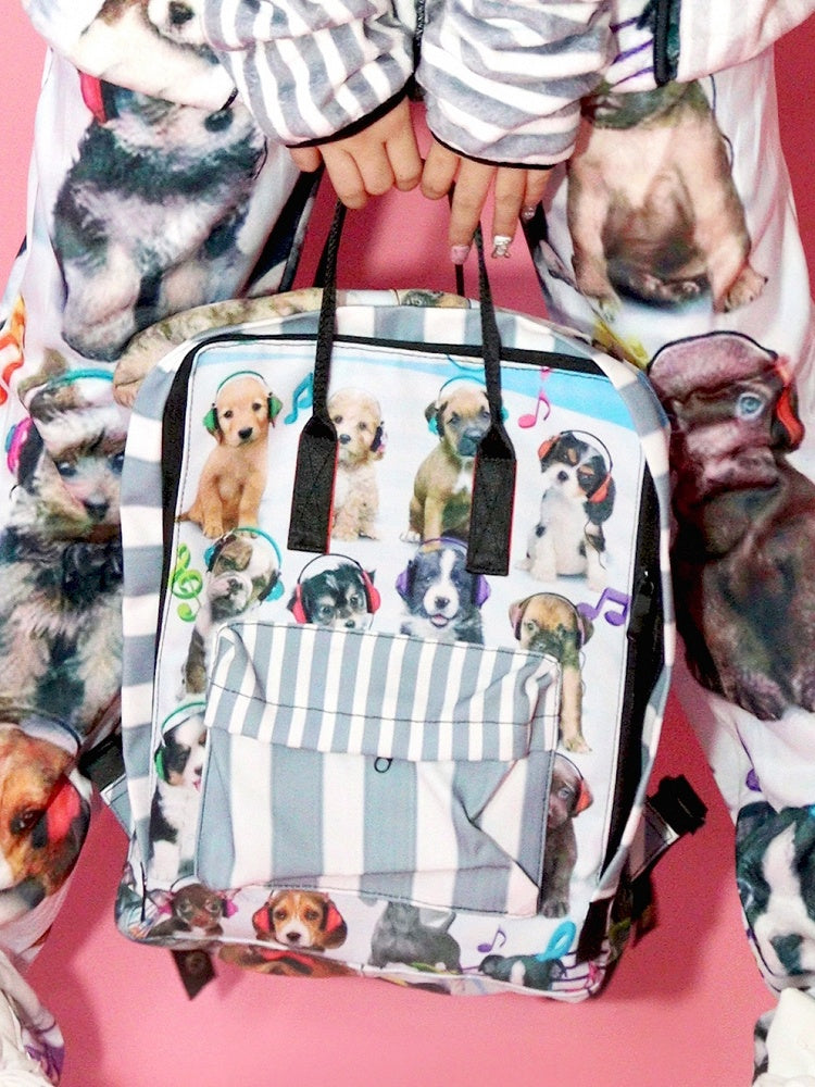 Rucksack Puppy Kawaii Grau Daily Print