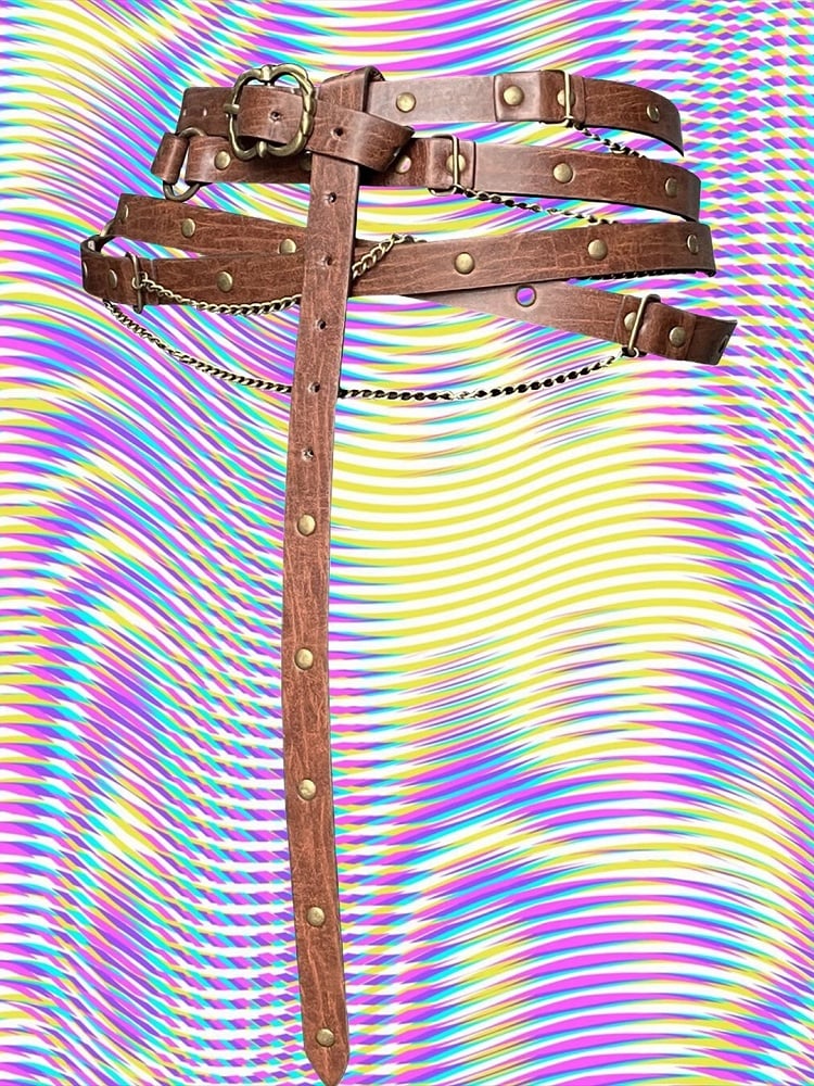 Taillengürtel Punk Schwarz/Khaki Charm Kette