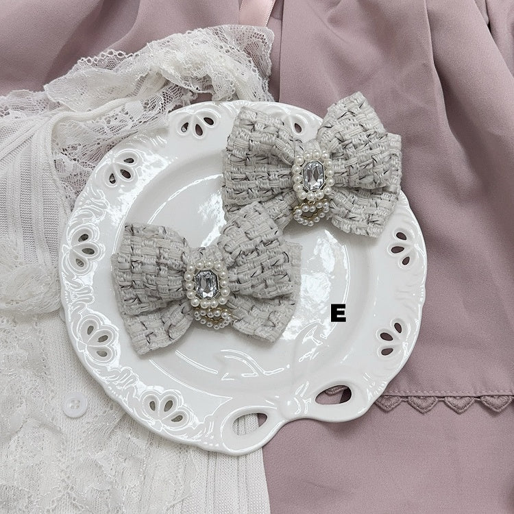 Accent Options Beaded Heart Charm Rhinestone Jirai Kei Bow Hairclips 5