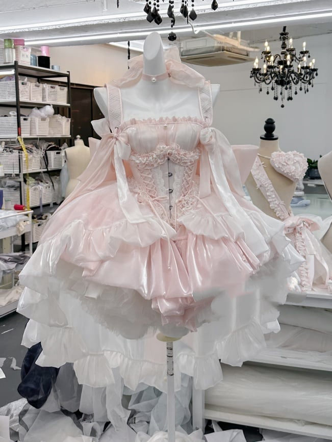 Pink Lace-up Details Corset Belt