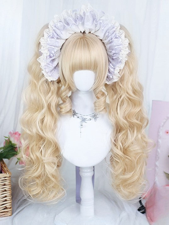 + Wig Short Double With Wavy Blonde 20CM Full Claw Bangs Ponytail 55-60CM Clips