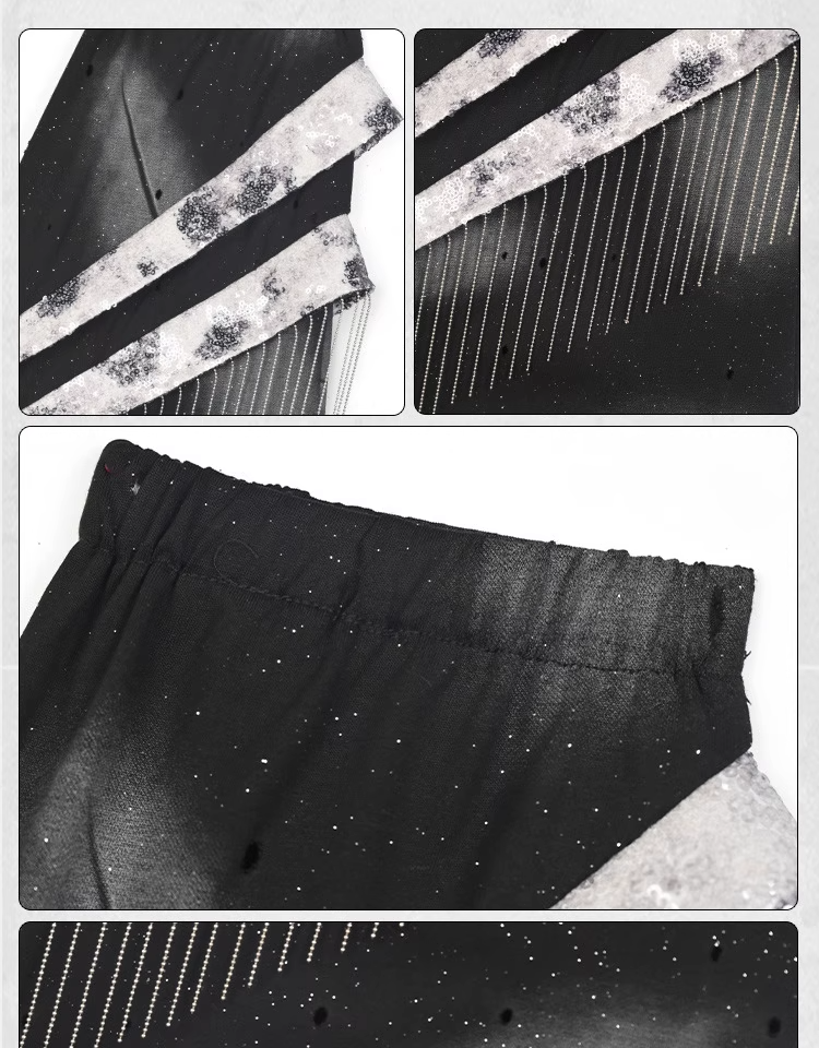 Futuristic Metal Fringe Cyberpunk Black Leg Warmers Fashion Y3K