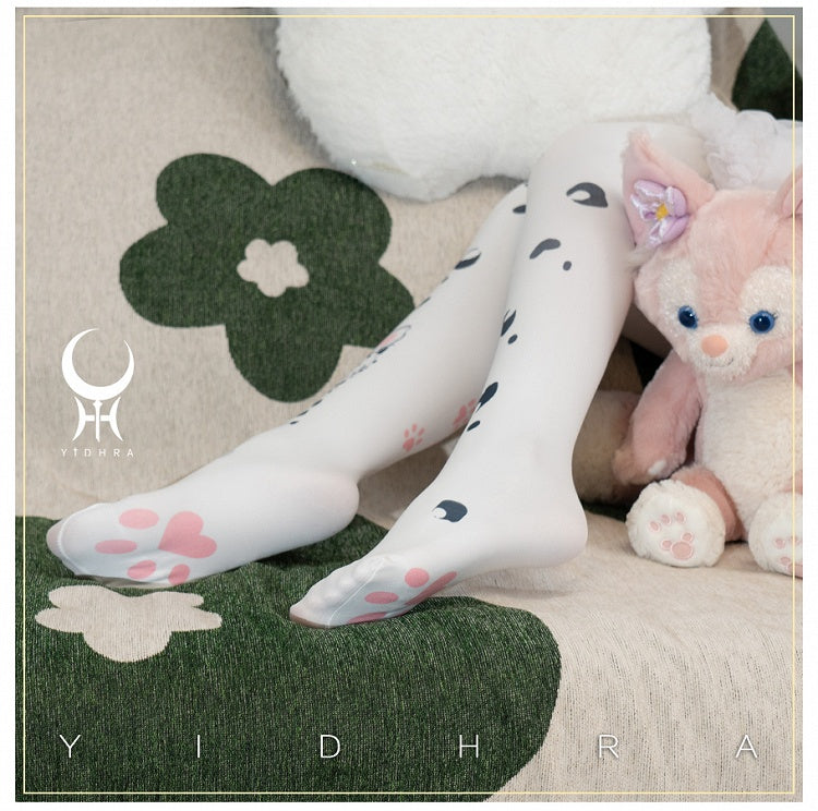 Weiße süße Lolita-Strumpfhose mit Tiermotiv