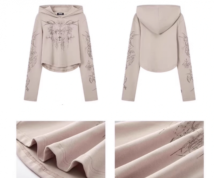 パンクロッククロススパイダーウェブキャメルサンプロテクションフード付きトップ