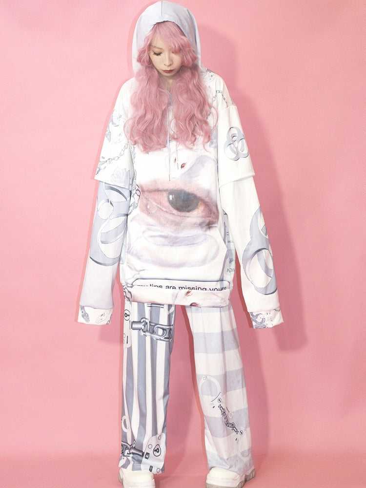 Eye White Print Guro And Hoodie Kawaii Snake