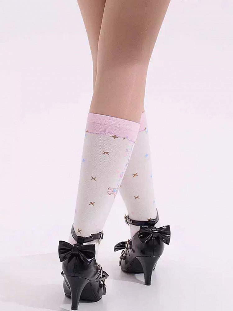 Schwarze High Heels mit Stern-Riemen und Schnallenschleife