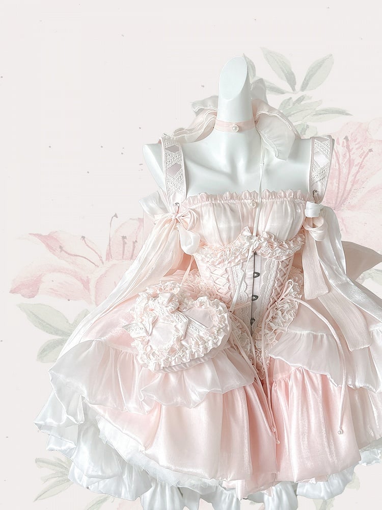 Pink Lace-up Details Corset Belt
