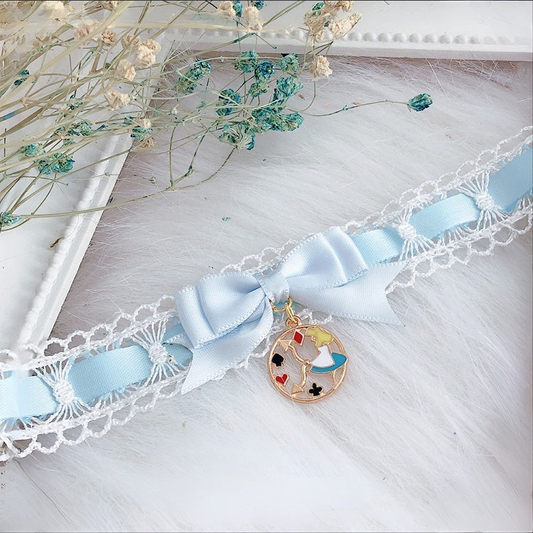 Lace Blue/Pink/Black/Red Choker in Alice Vibes Wonderland Trim