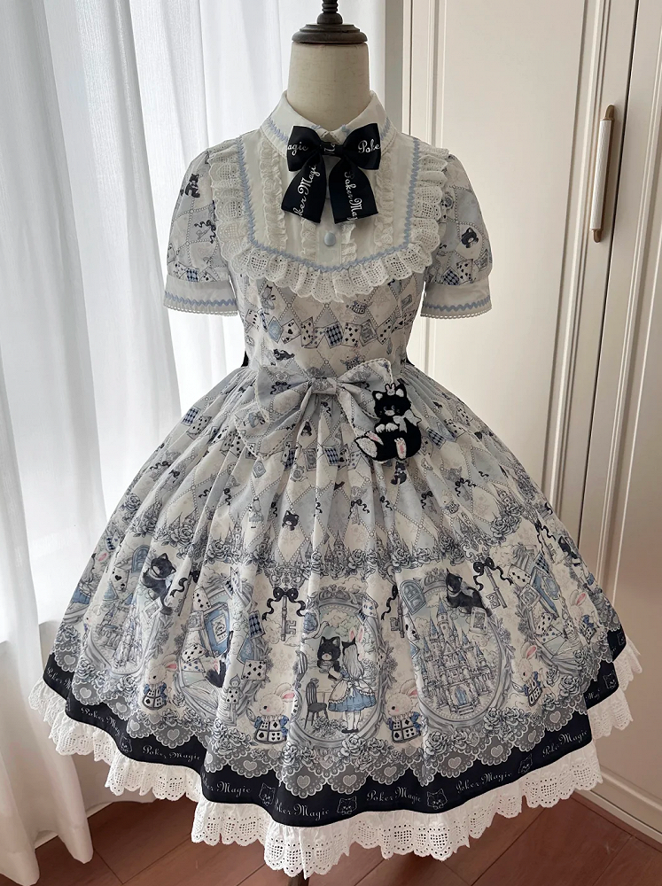 Sweet Wonderland and Kitty Lolita in Piece Dress One Print Alice Theme Bunny