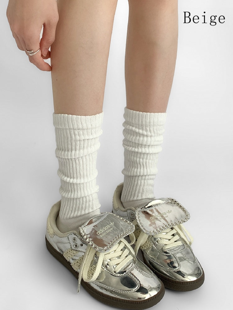 Knitted Calf White/Beige Socks