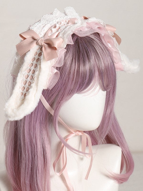 Color – Bunny Options Alice Ribbon Hairdband in Ear Lace lolita Wonderland 7