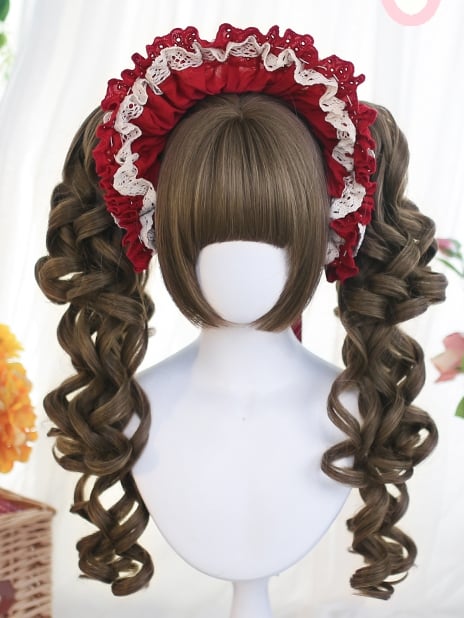 Wigs Wig Light Brown/Dark Short Wavy Brown/Blonde With Ponytail