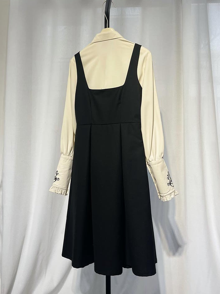 Daily Dress Waist Square Neckline Fit Slim Black
