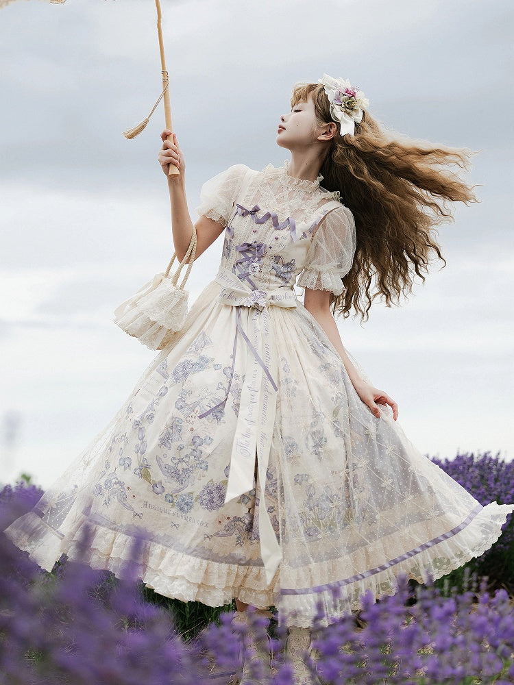 Purple Jumper Plus Lolita Skirt Print Classic Floral Sizes Available Elegant