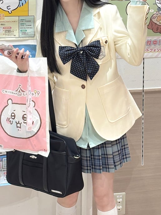 Style Collar Beige/Purple/Pink Uniform JK Blazer Preppy Notched