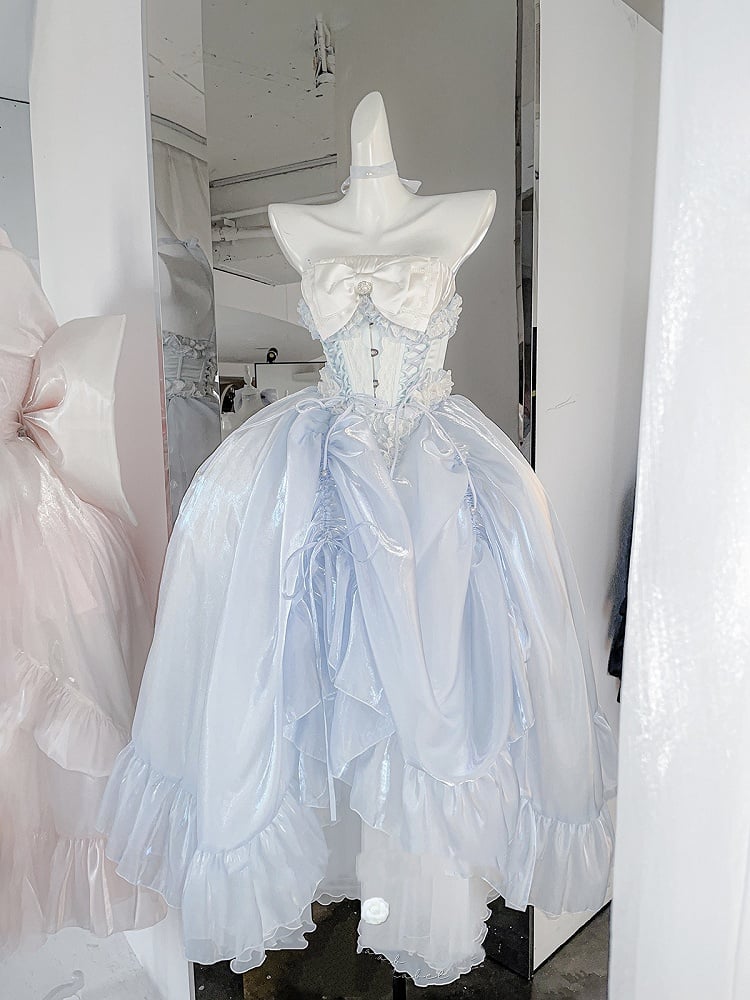 Blue Long Drawstring Under Skirt