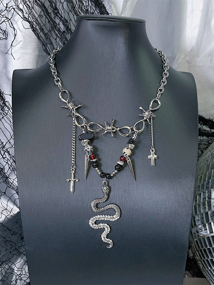 Y2K Snake-shaped Charm Punk Necklace