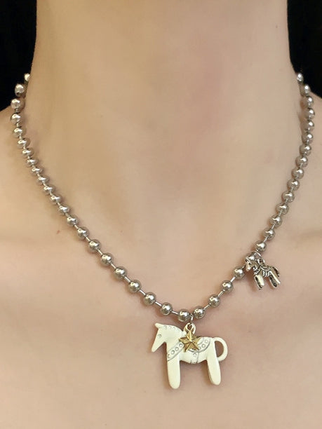 Star Necklace Pink/Black/White Carousel Y2K Pendant
