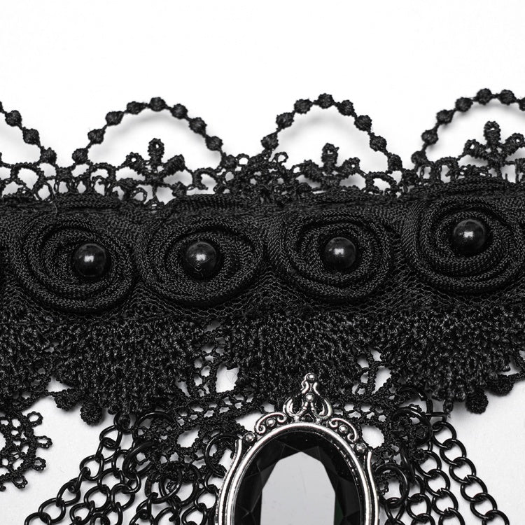 Gothic Kopfbedeckung Spitzenhalsband