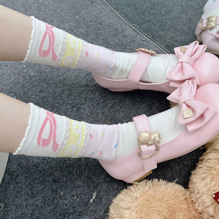 Wadensocken mit Rüschenbündchen und Printdesign